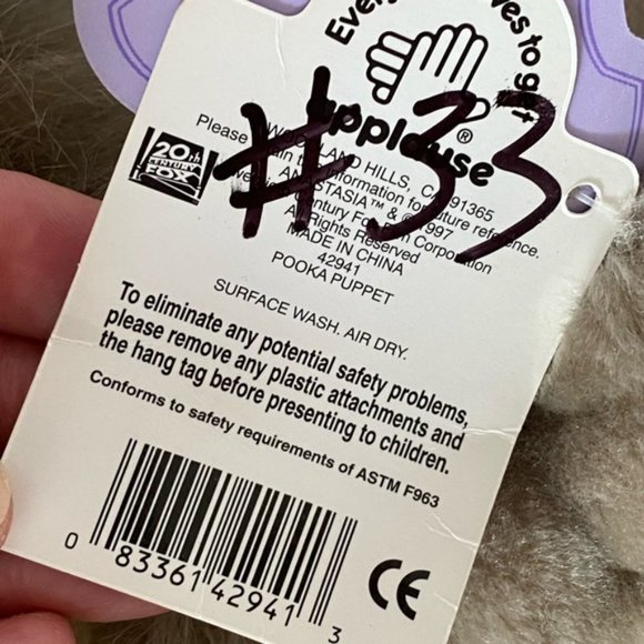 Vintage Applause Pooka Anastasia Dog plush puppet 1997 with tags 10”. - Picture 6 of 10